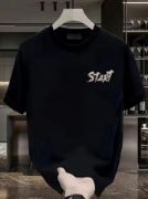 Baskılı Oversize Bisiklet Yaka T-shirt - Siyah resmi